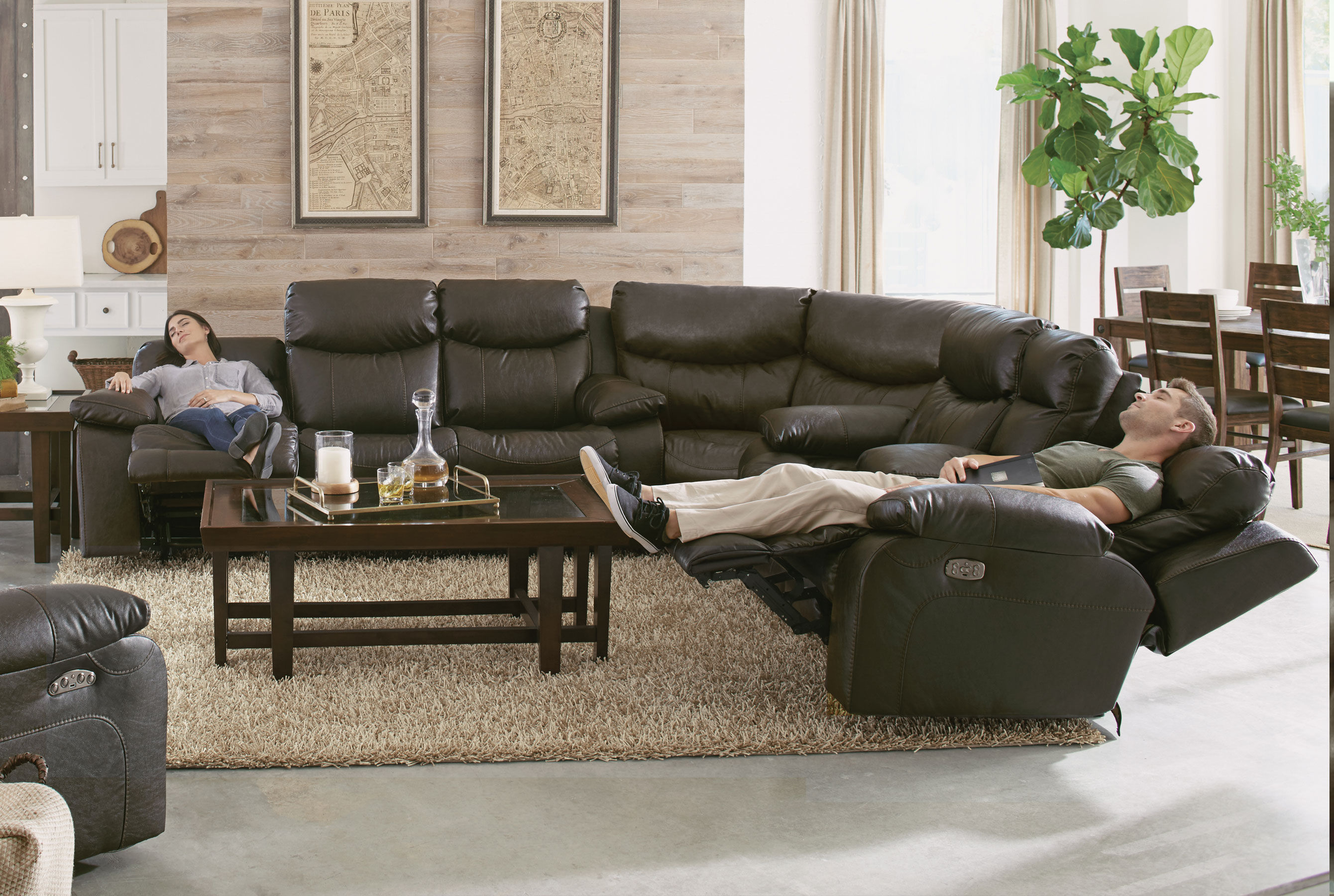 Power headrest reclining sectional sale