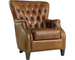 Hamrick Leather Club Chair w/ Nailhead Trim