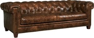 Chester Leather Sofa w/ Nailhead Trim (Medium Brown) 94.5&quot;