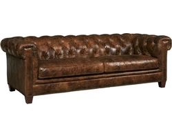 Chester Leather Sofa w/ Nailhead Trim (Medium Brown) 94.5&quot;