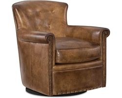 Jacob Leather Swivel Club Chair (Brown)