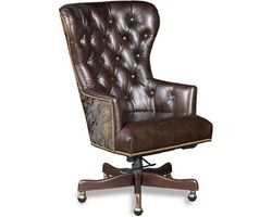 Katherine Leather Home Office Chair with Hair on Hide