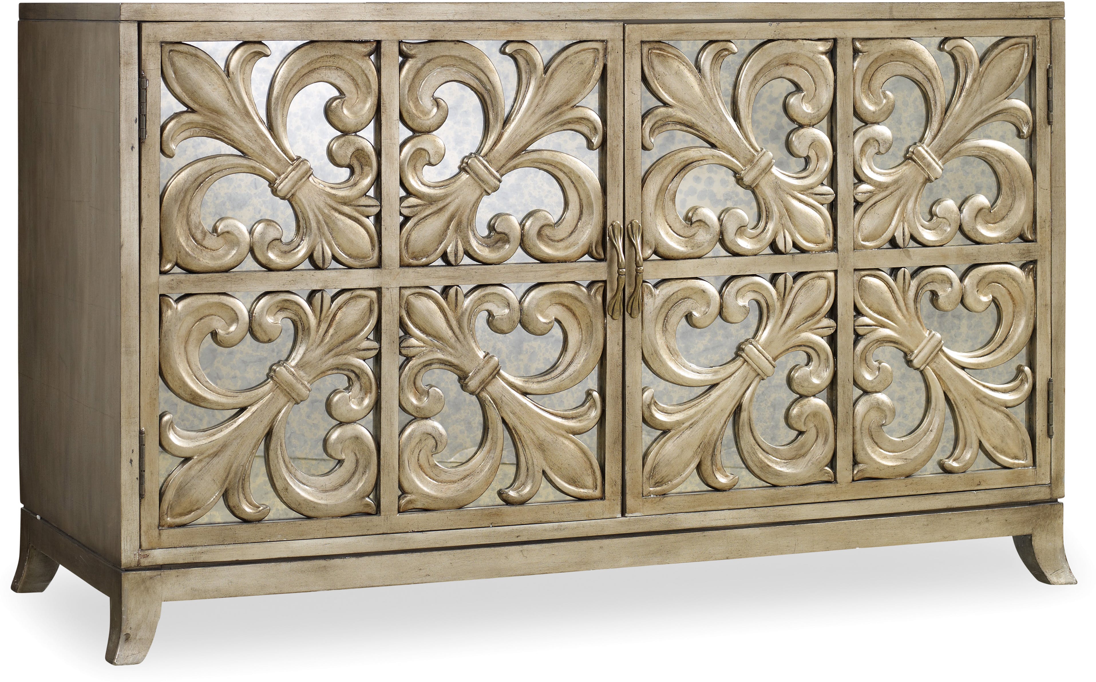 Melange Fleur-de-lis Mirrored Credenza | Sofas and Sectionals