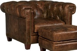 Chester Leather Stationary Chair (Medium Brown)
