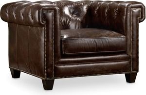 Chester Leather Stationary Chair (Chocolate)