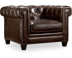 Chester Leather Stationary Chair (Chocolate)