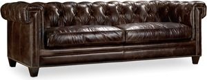 Chester Stationary Leather Sofa (Chocolate) 94.5&quot;