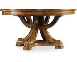 Tynecastle 60&quot; Round Pedestal Dining Table with One 18'' Leaf