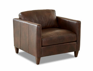 Soho Leather Stationary Chair with Down Cushions