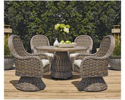South Hampton Outdoor 5 Piece Dining Set (48&quot; Round Composite Stone Top Table)