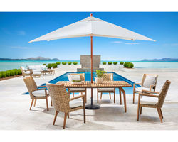 COTE D'AZUR Seven Piece Teak Dining Room (Made to order fabrics)