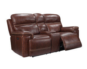 Fresno Dual Reclining Leather Loveseat w/ Power Headrest &amp; Center Console
