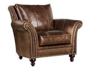 Butler All Leather Chair and Ottoman