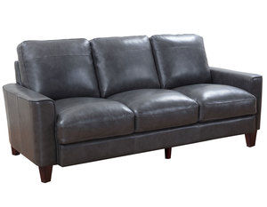 Chino 82&quot; All Leather Sofa in Grey