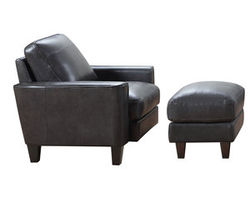 Chino All Leather Chair and Ottoman in Grey