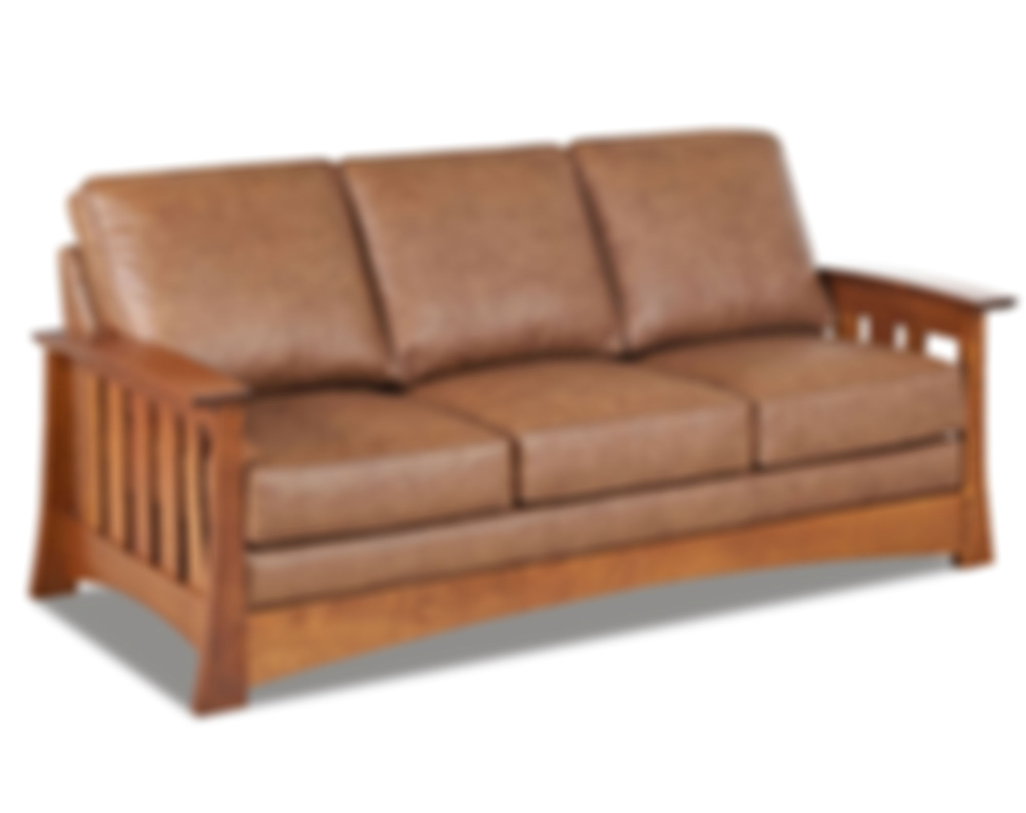 Mission Style Leather Queen Sofas, Craftsman Leather Sofa