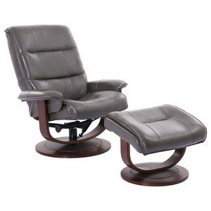 Knight Ice Leather Reclining Swivel Chair and Ottoman