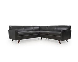 Milo Mid-Century Leather 2 pc. Sectional in Charcoal