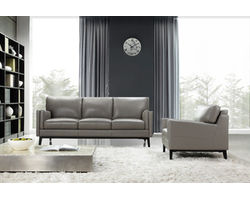 Osman Dark Grey Leather Mid-Century Sofa Collection
