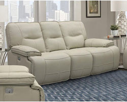 Spartacus Oyster 87&quot; Power Headrest Power Reclining Sofa (Leather like fabric)