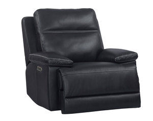 Paxton Navy Power Leather Recliner with Power Headrest and Power Lumbar
