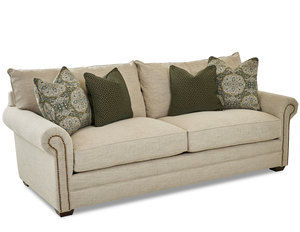 Huntley Nailhead Trim Sofa with Down Cushions (93&quot;) Made to order fabrics