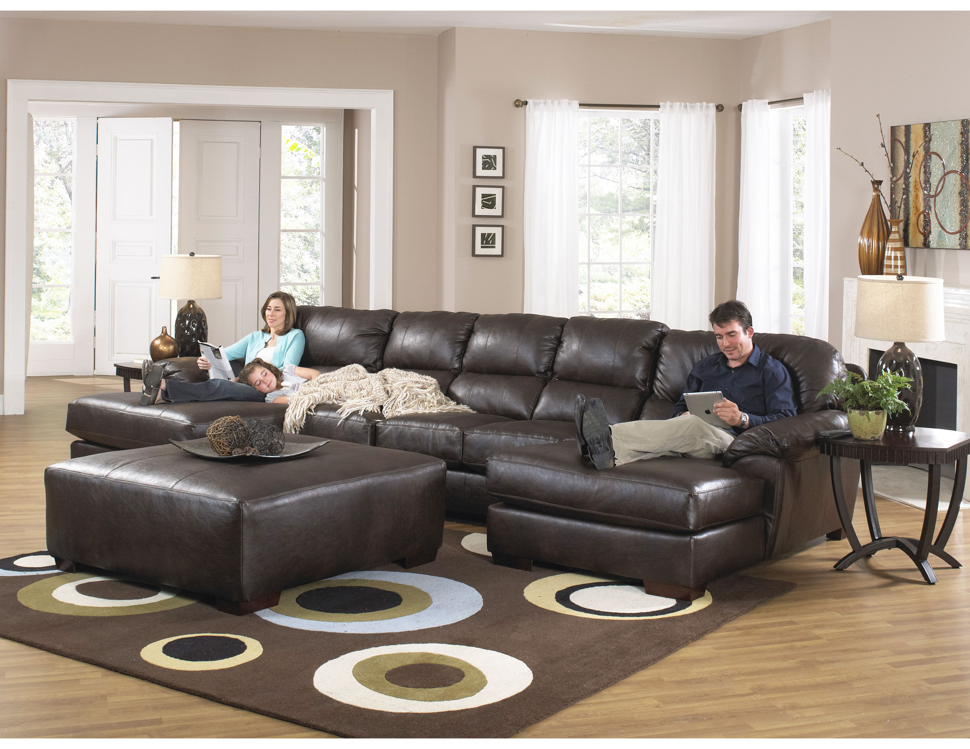 Lawson 4243 Sectional in Leather Like Fabric Sofas and Sectionals