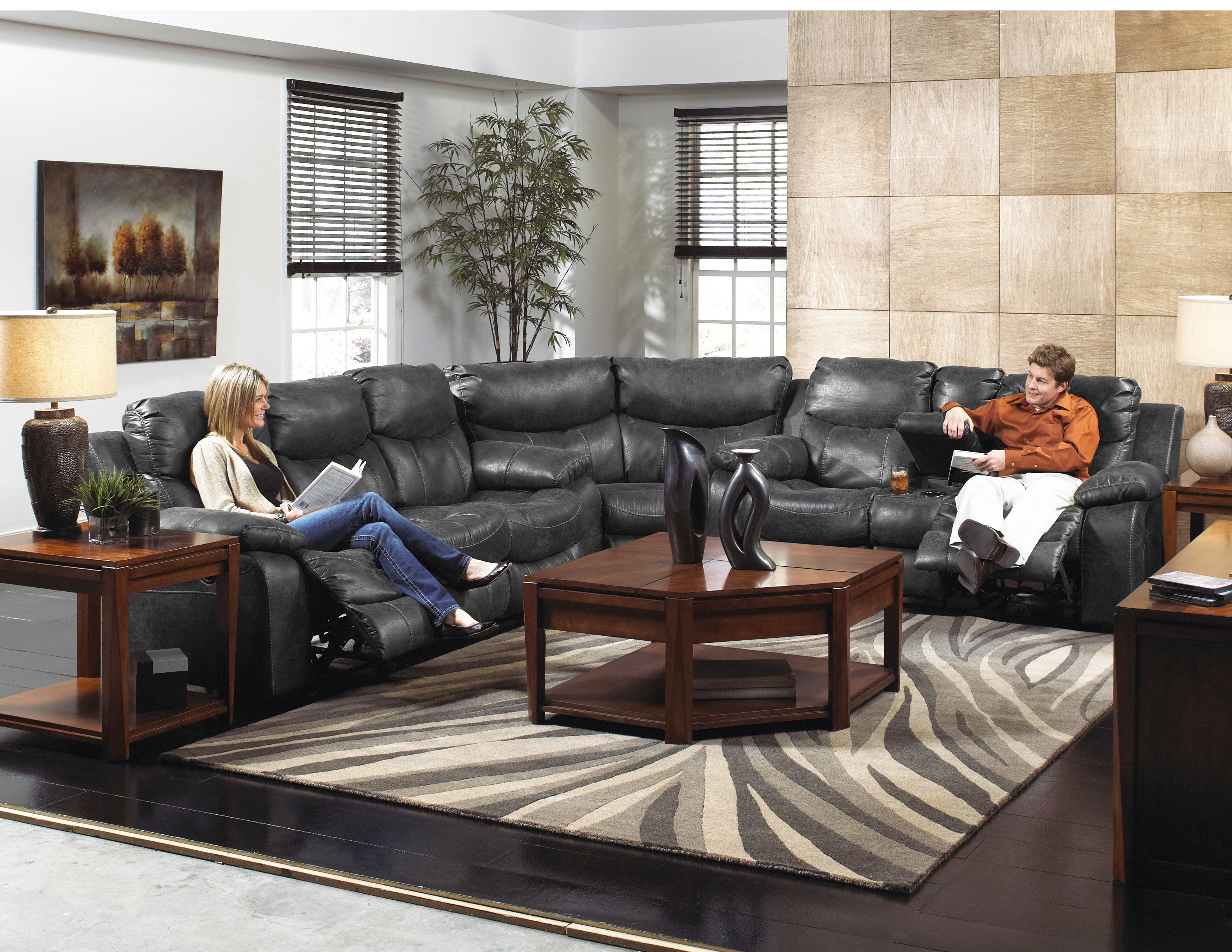 Catalina Reclining Sectional In Steel