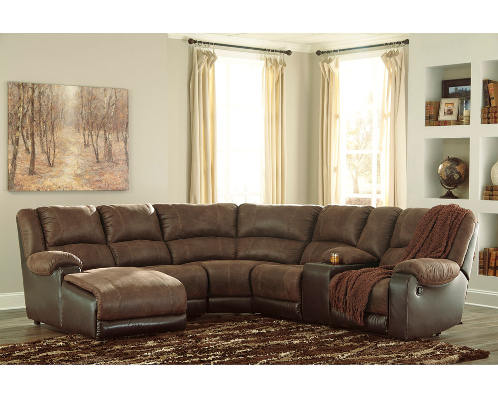 Nantahala 50302 Faux Leather Reclining Sectional | Sofas and