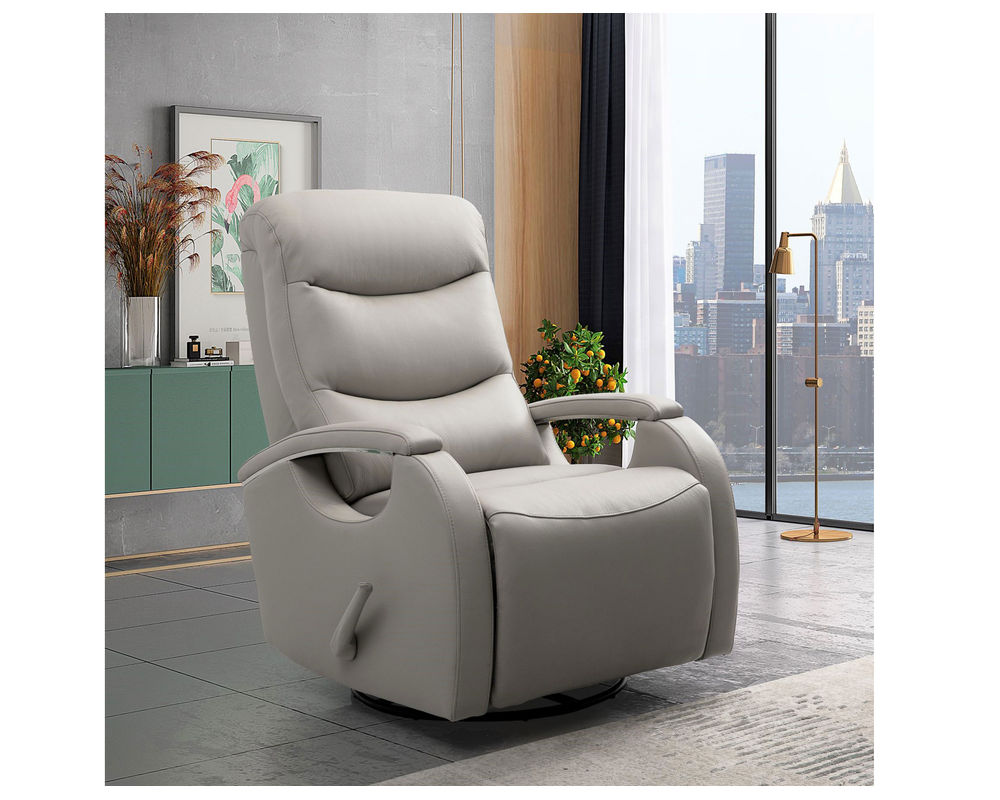 Jonas Leather Swivel Glider Recliner (Dove) | Sofas and Sectionals, image size:1000x800