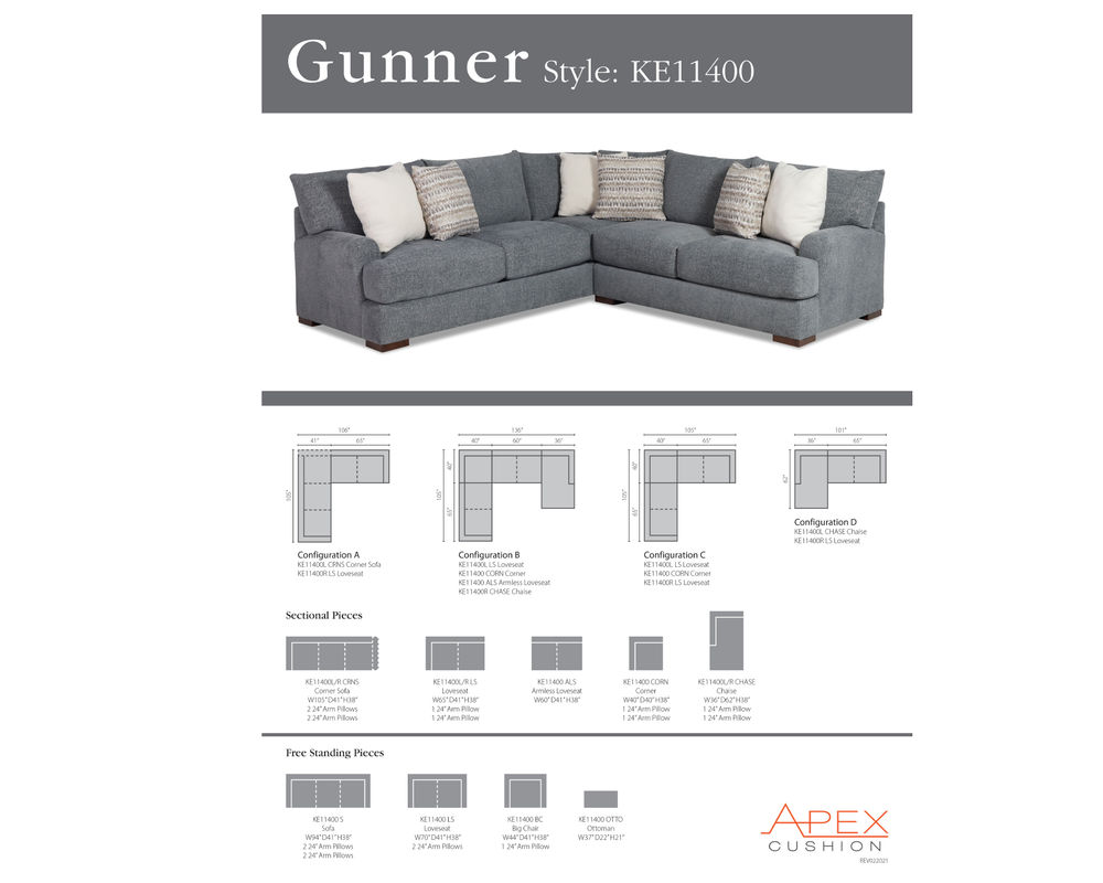 Klaussner Gunner Sectional - Thumbnail 2