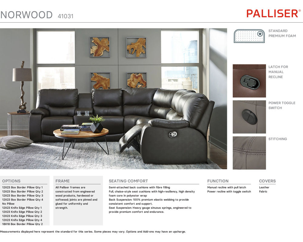 Norwood 41031 Leather Reclining Sectional - Thumbnail 5