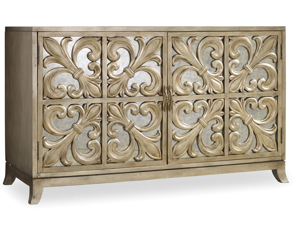 Melange Fleur-de-lis Mirrored Credenza | Sofas and Sectionals