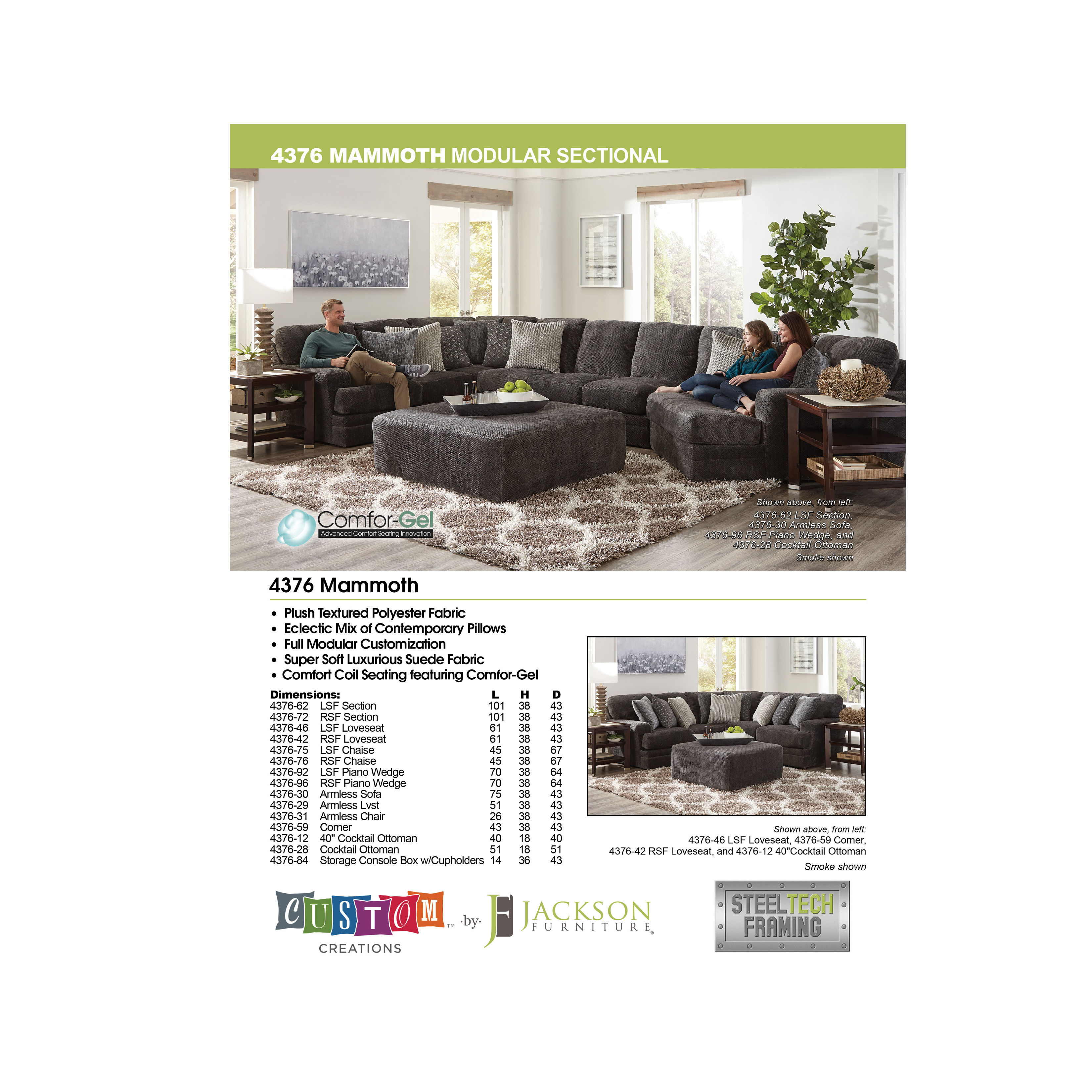 Mammoth Sectional in Smoke (15 Pieces Available) 2 colors | Sofas