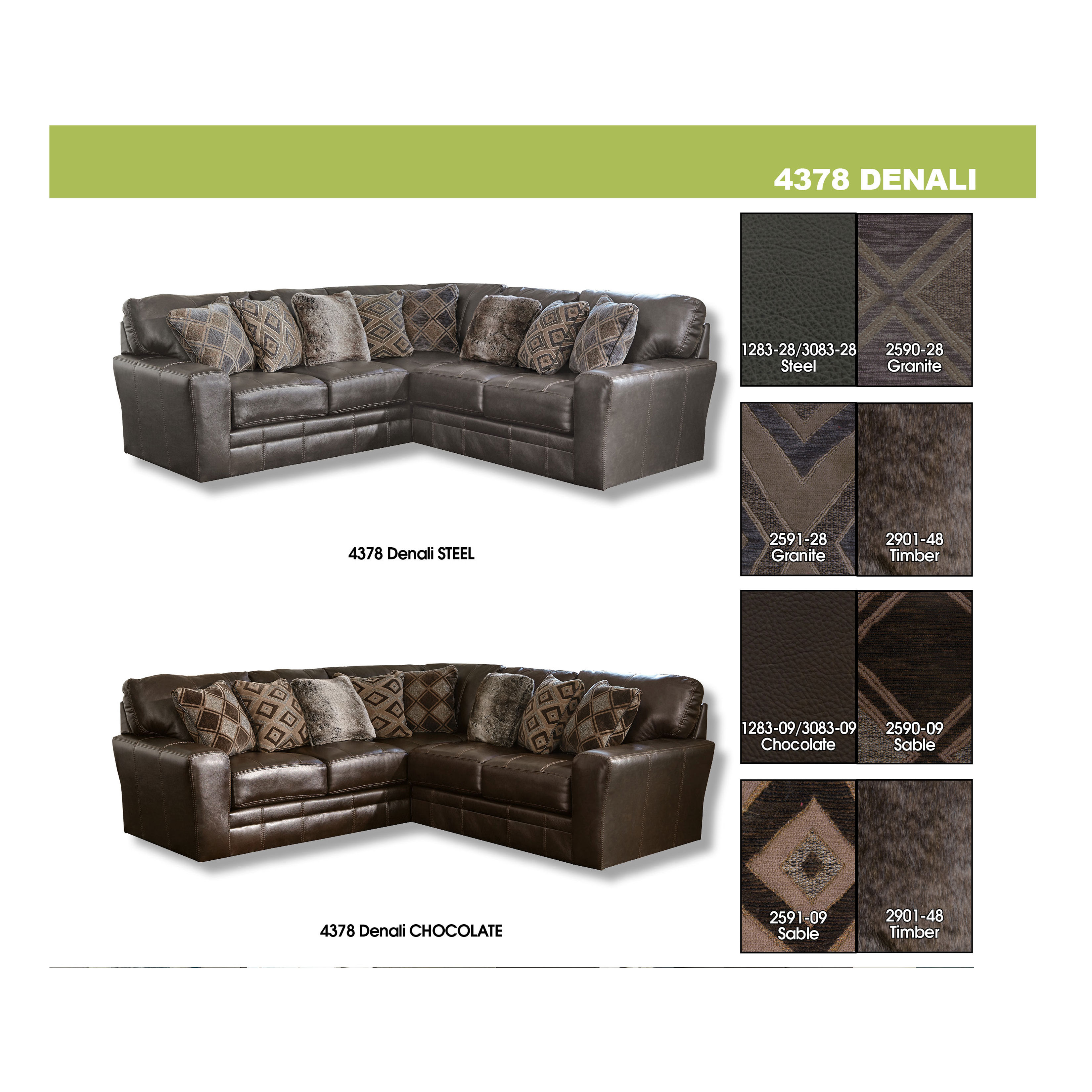 Denali Top Grain Leather Sectional (Includes Pillows) Choice of