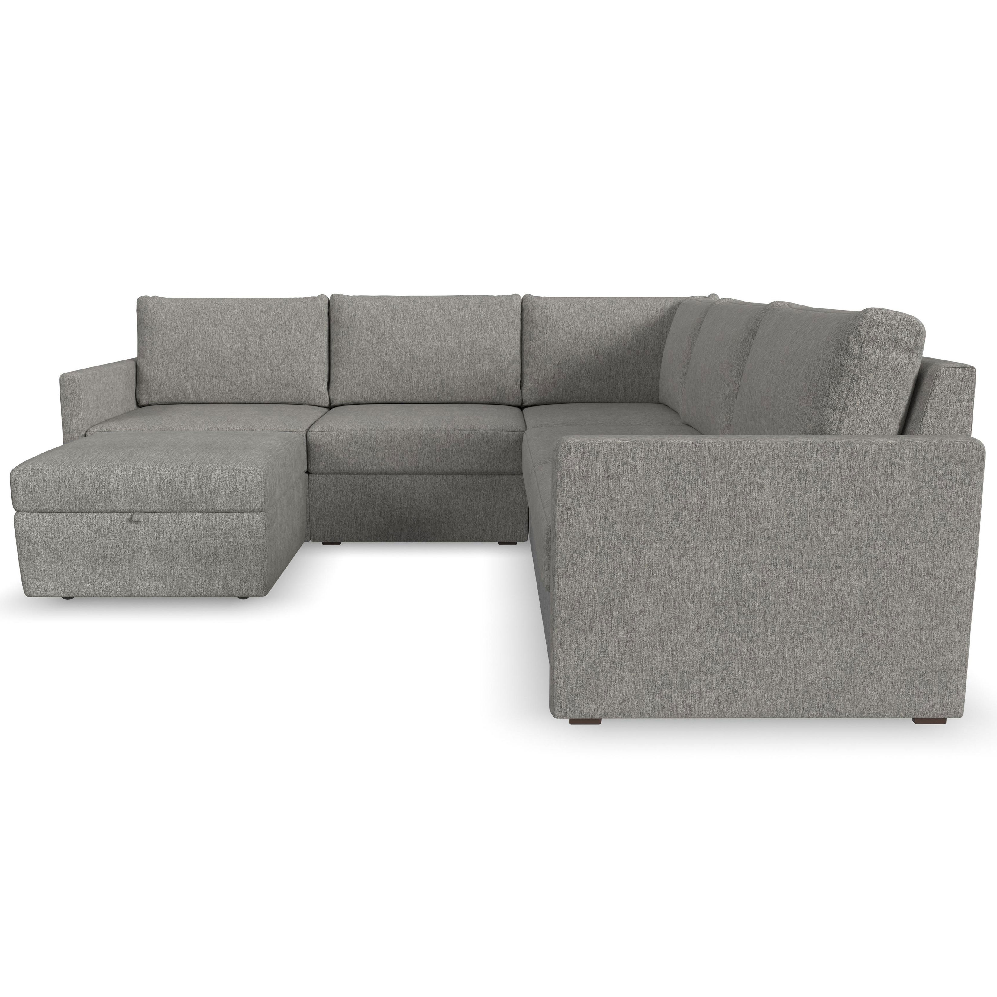 Flex 5 Seat Sectional with Narrow Track Arms and Storage Ottoman