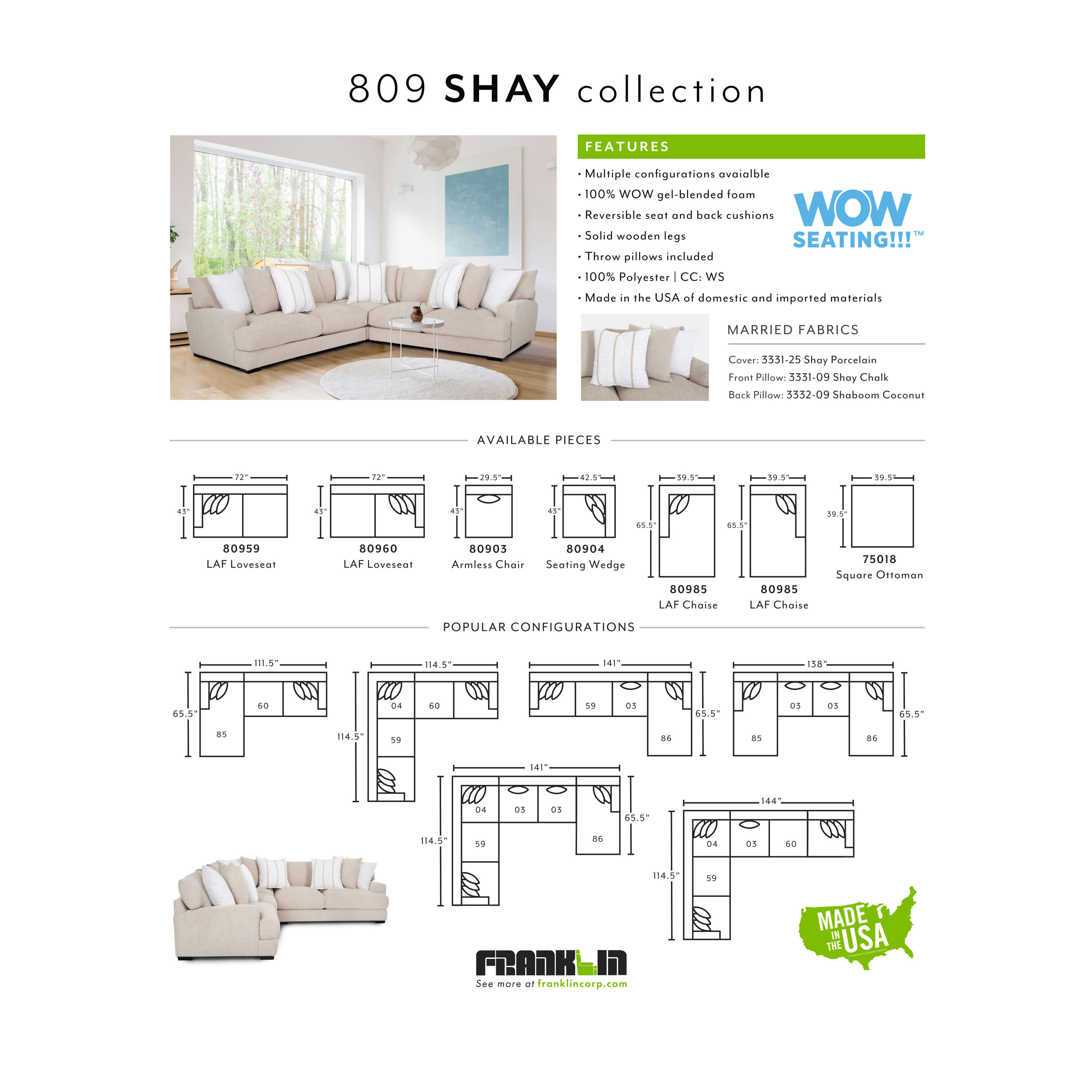 Franklin Sports Shay Stationary Sectional - Thumbnail 4