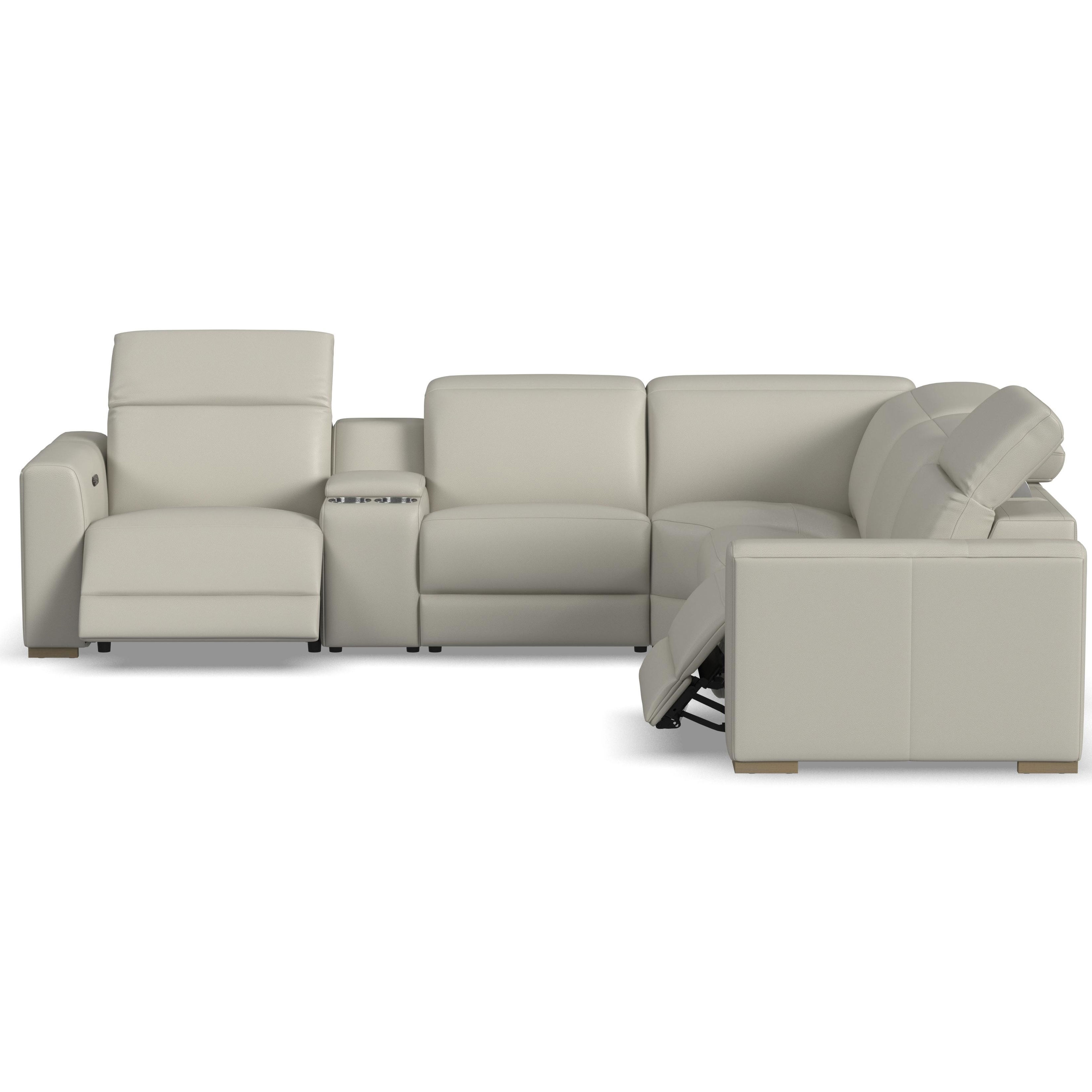 Aurora Leather Power Headrest Power Reclining Sectional (+2 colors