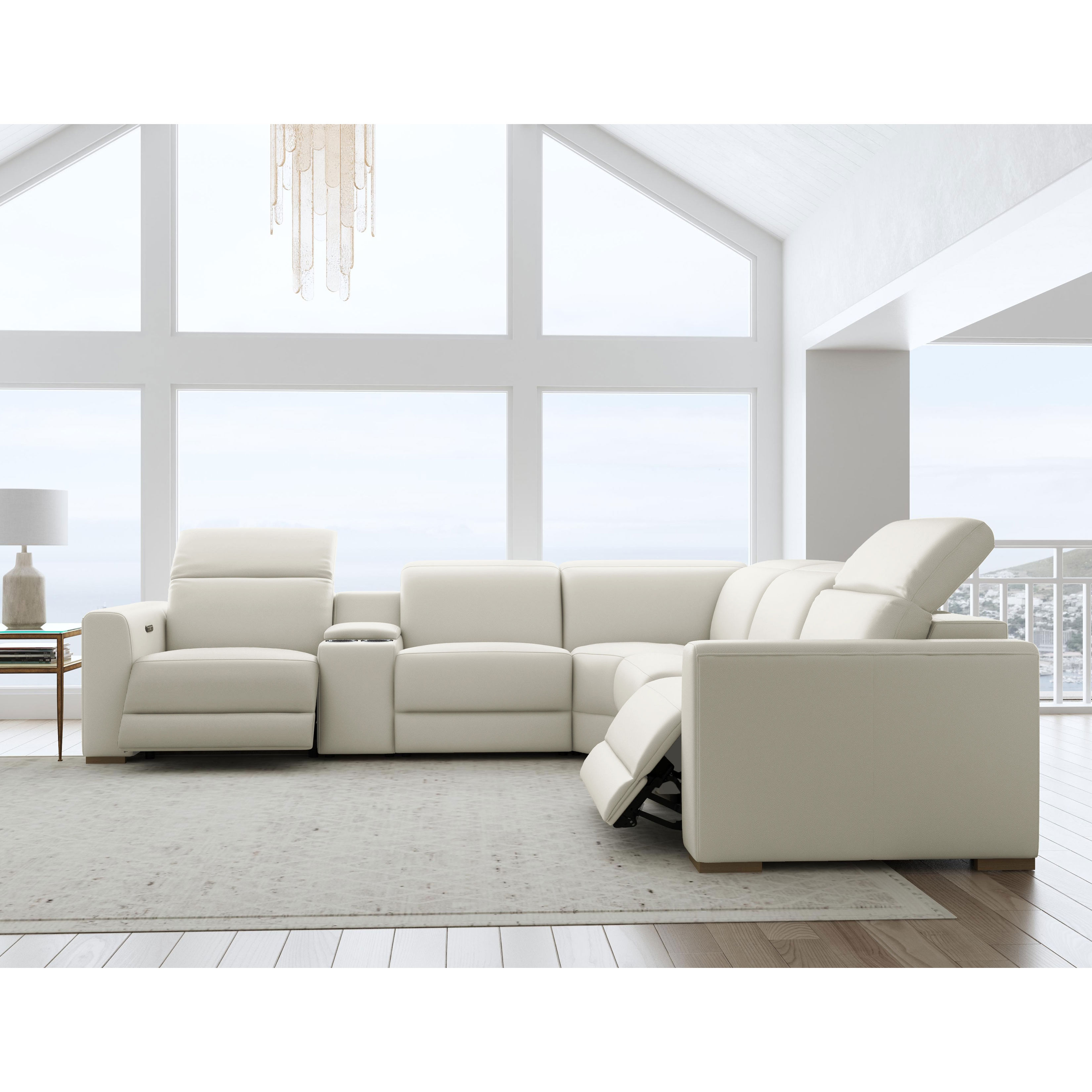 Aurora Leather Power Headrest Power Reclining Sectional (+2 colors