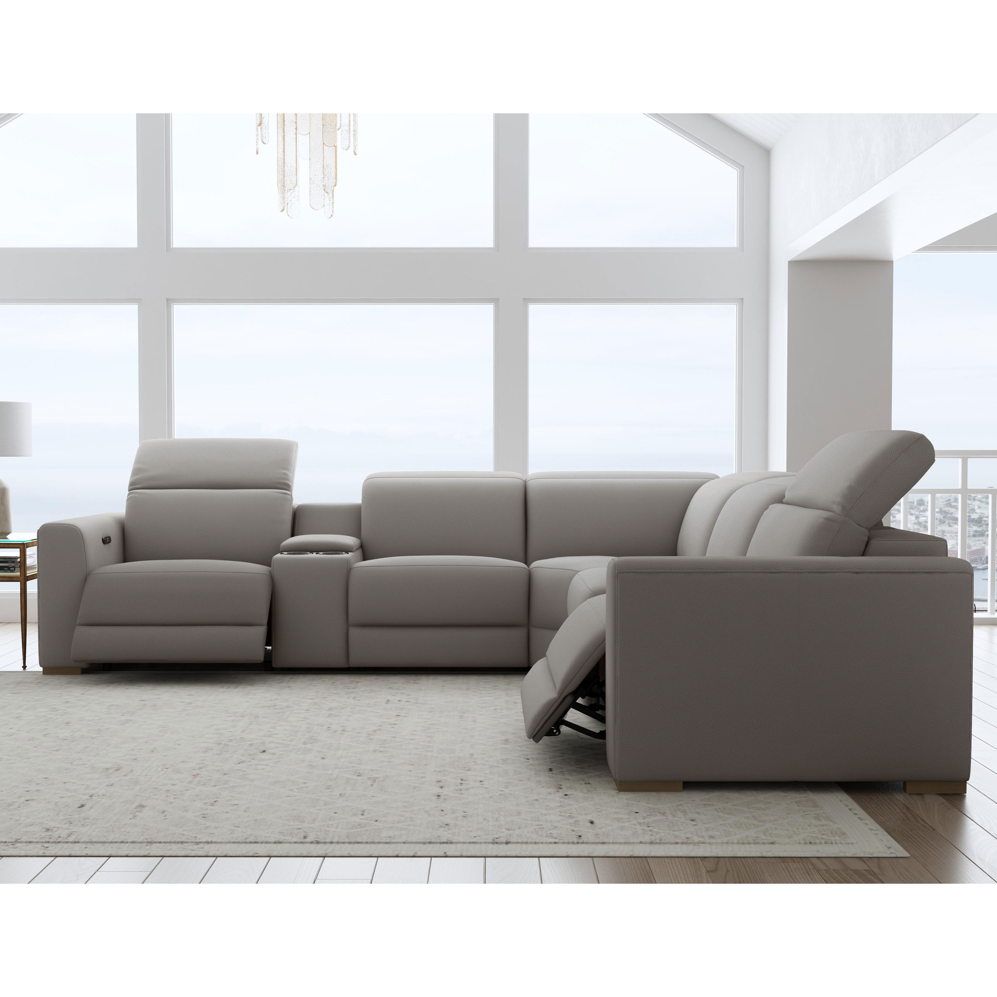 Aurora Leather Power Headrest Power Reclining Sectional (+2 colors