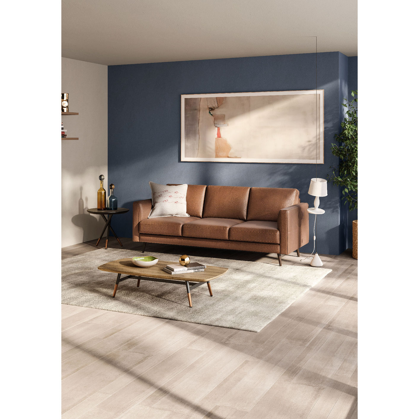 [3セットアップ] DSxBS BROWN LEATHER 3PEACE Natuzzi Editions C092 Destrezza Leather Sectional Sofa - Leather