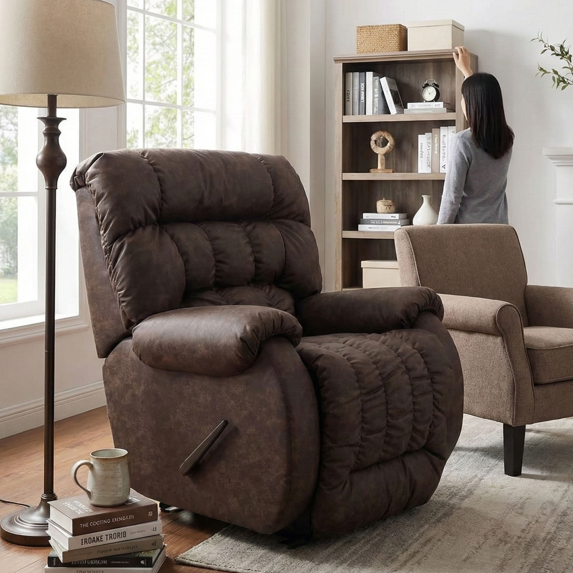 Rake Beast Big & Tall Walnut Faux Leather Recliner (Rated 500lbs