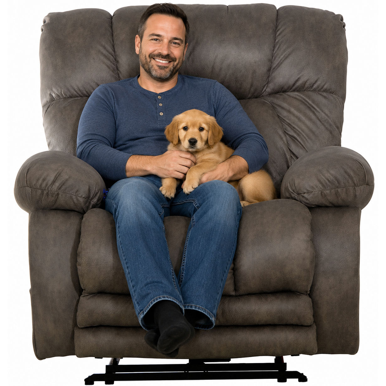 02: 　Lay Flat Dawkins Big Man's Lay Flat Power Recliner with Extended Ottoman