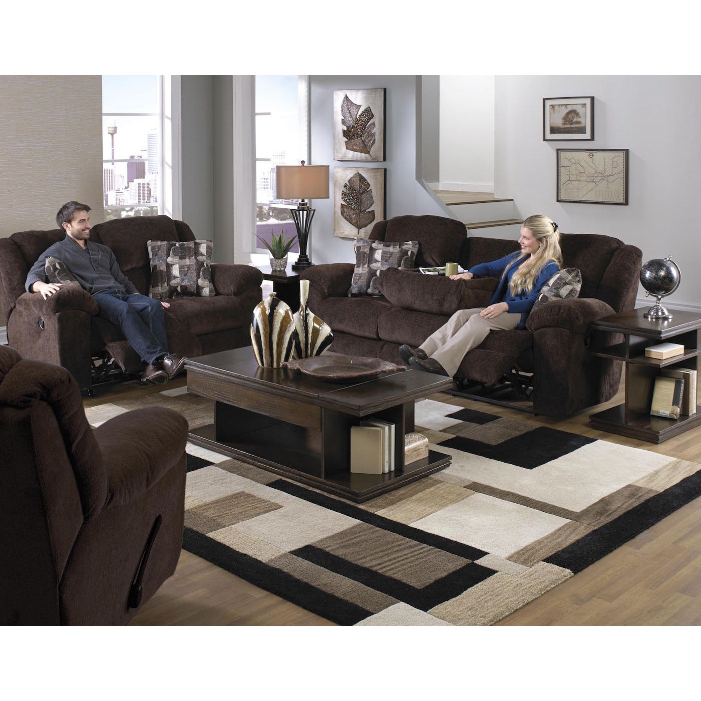 Transformer 194 Sofa w/3 Recliners/1 Drop-Down Table | Sofas and