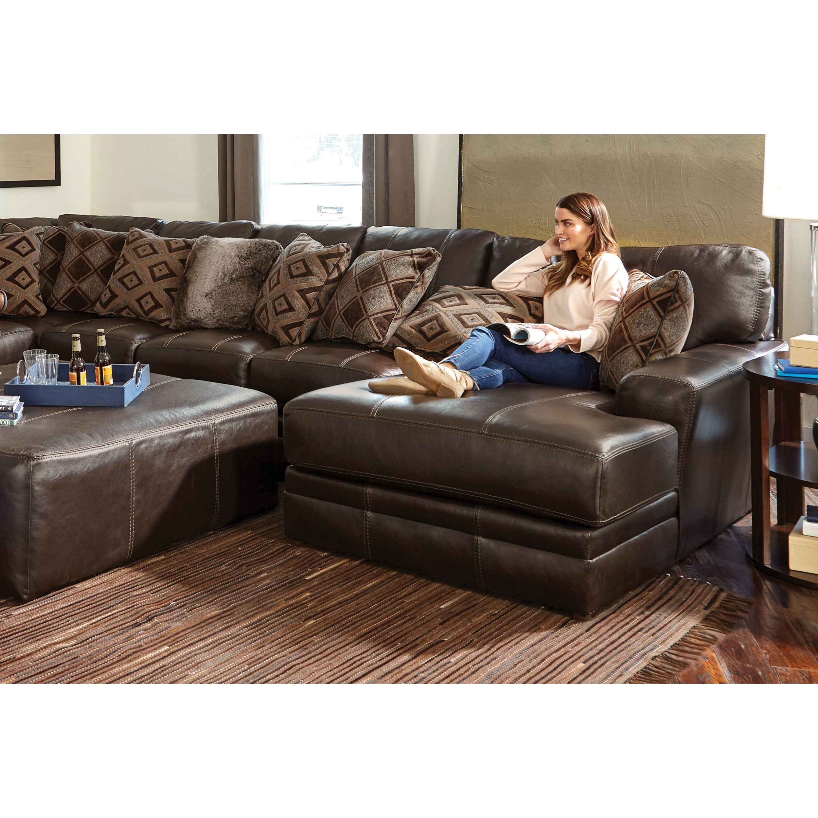 Denali Top Grain Leather Sectional (Includes Pillows) Choice of