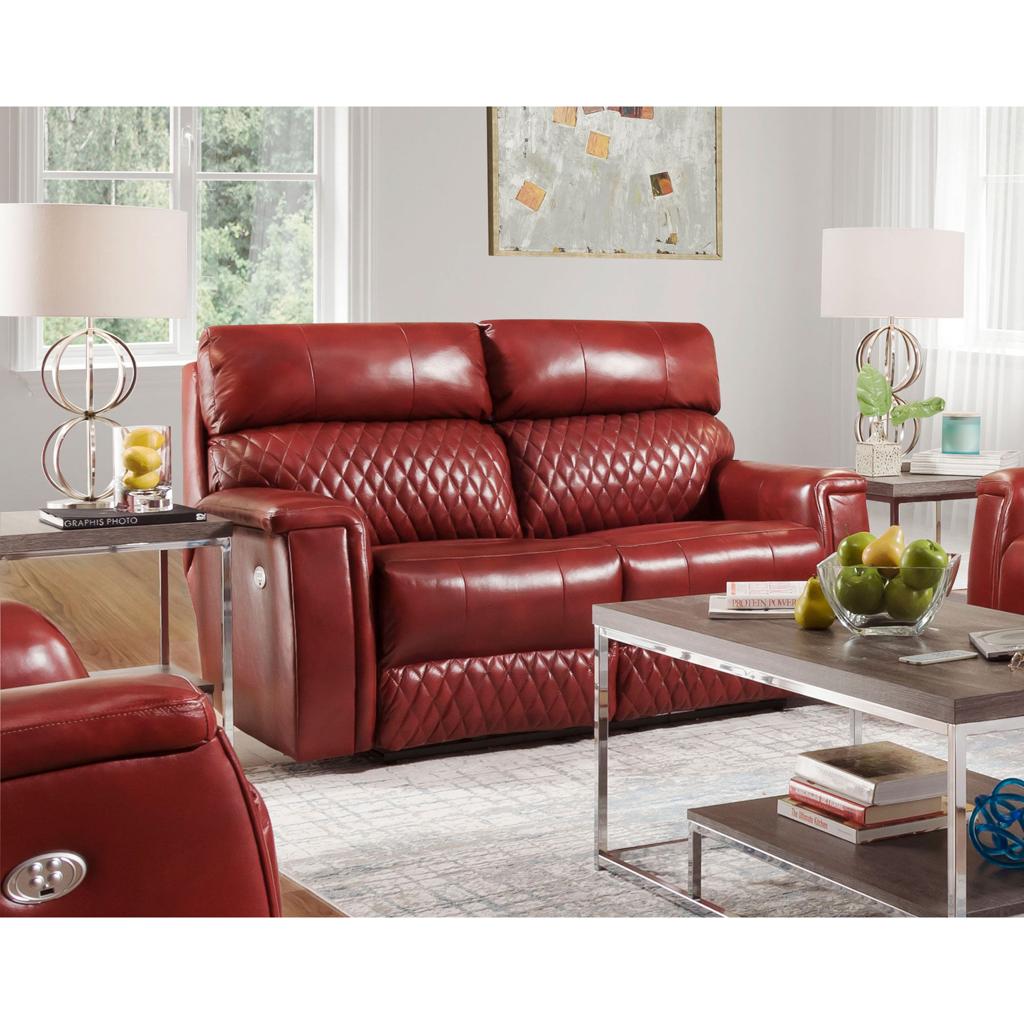 High Rise Couch High Rise Double Reclining Sofa w/ Massage + Heat + Lumbar + Free Power ...