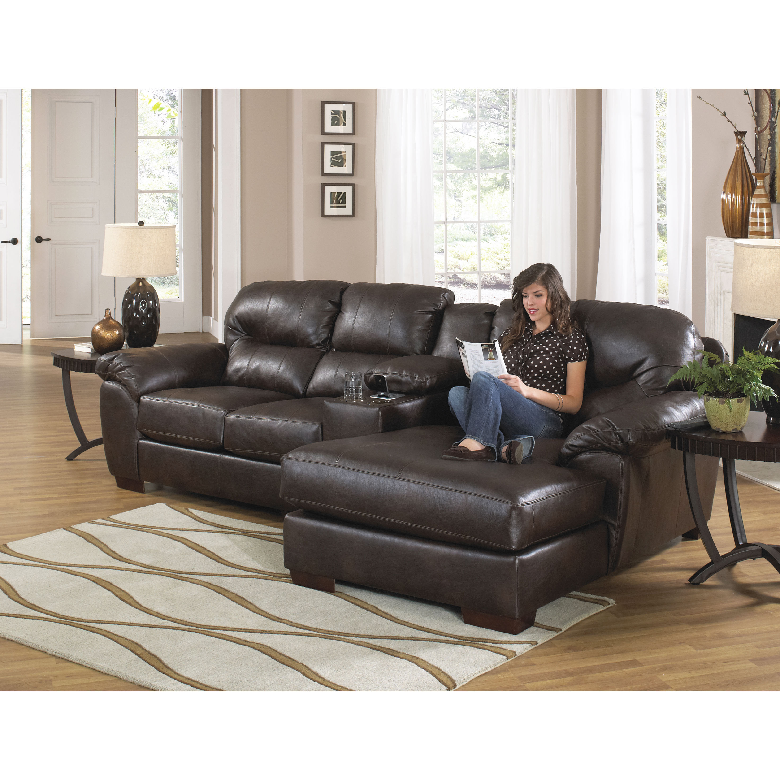 Lawson 4243 Sectional in Faux Leather | Sofas and Sectionals